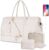ETRONIK Weekender Overnight Bag for Women, Large Travel Duffle Bag with Shoe Compartment & Wet Pocket, Carry On Tote Bag Gym Duffel Bag with Toiletry Bag, Bag for Hospital 4 Pcs Set, Large Size, Beige