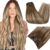 Easyouth Clip in Hair Extensions Real Human Hair Balayage Clip in Extensions Chestnut Brown to Brown Mix Platinum Blonde Hair Extensions Clip in Remy Hair Full Head 18inch 70g/5pcs
