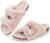 FITORY Womens Open Toe Slipper with Cozy Lining,Faux Rabbit Fur Cork Slide Sandals Size 6-11