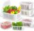 Fruit Storage Containers for Fridge – 10-Piece Kitchen Organizers Leak Proof Produce Saver and Veggie Storage Bins Set for Refrigerator, Plastic Airtight Food Storage Containers with Lids & Handle