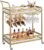 Gold Bar Cart, 2 Tier Bar Carts for The Home, Bar Carts with Wheels, Serving Cart with White Marble Finish Wood Shelf, Wine Rack & Glass Holder for Kitchen, Living Room, Dining Room