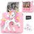 Kids Camera Instant Print with Unicorn Cover, Creative Gifts for Girls Age 4-12 Birthday Christmas, 1080P Digital Camera Toy with 32GB SD Card – Pink