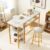 Lamerge Furniture Kitchen Bar Height Table and Chairs for 2, 5-Tier Compact Dining Room Table, White Faux Marble Top and 2 PU Leather Upholstered Seat, Modern Diningroom Set for Home/Studio/Office