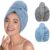 YFONG Microfiber Hair Towel Wrap for Women Curly Long Hair, 2 Pack Super Absorbent Hair Plopping Towel Curly for Wet Hair, Super Soft Hair Drying Towel Wrap with Button (Gray, Blue)
