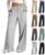eoeioa Oversized Wide Leg Sweatpants Women Elastic Drawstring Straight Leg Sweatpants Low Waisted Baggy Lounge Pants w/Pocket